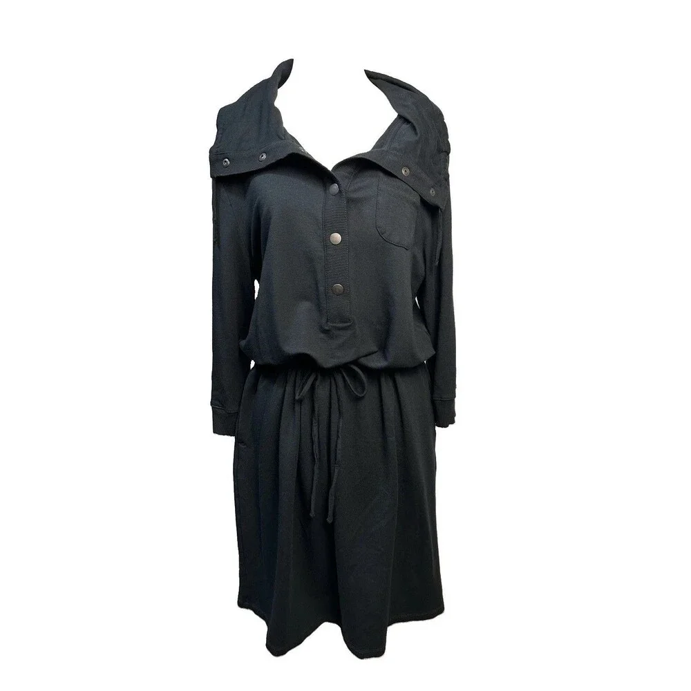 Zenergy by Chicos Black Travel Dress 3/4 Sleeve Athleisure Casual Stretch Size 2